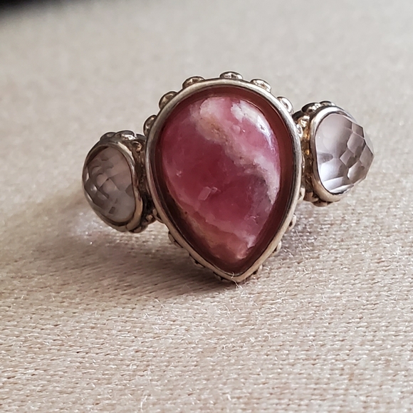 Jewelry - Vtg Rose Rhodocrosite Ring Sterling Silver Sz 9
